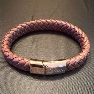 Levian Rose Gold Braided Leather Bracelet